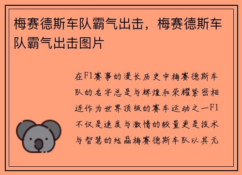 梅赛德斯车队霸气出击，梅赛德斯车队霸气出击图片